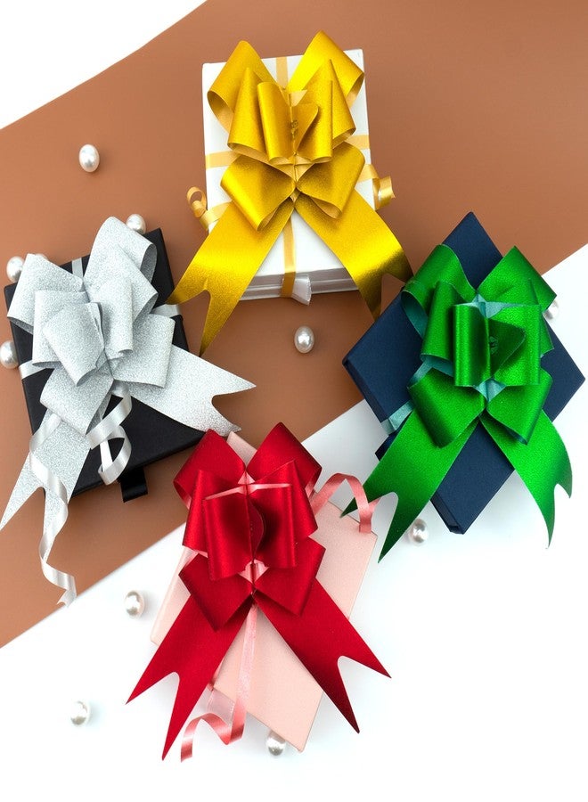 Quacc 40 PCS Mini Xmas Gift Wrapping Pull Bows, Decorative Pull Ribbon Bows for Christmas New Year Valentine's Day Birthday Present Hampers Wedding Car Decoration Bow - 4 Colors - Image 4